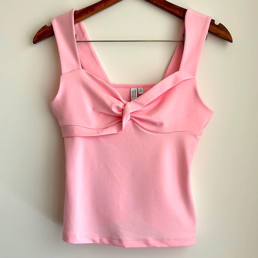 & Other Stories Pink Front Crossover Tank Top